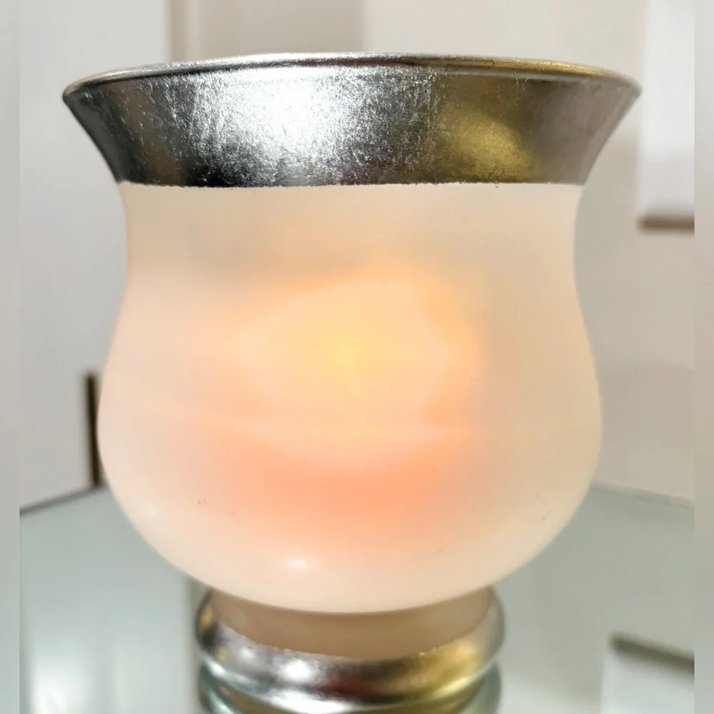 Frosted Glass Pedestal Candle Holder
